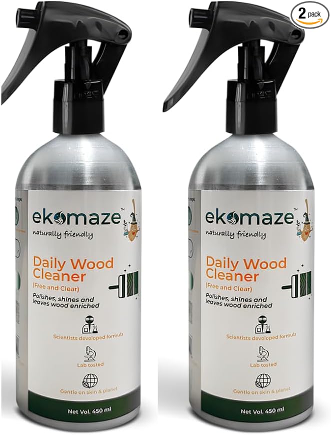 Wood Cleaner (Pack of 2) | Plastic Free Aluminum Bottle | Cleans Furnitures, Kitchen Cabinets, Wooden Surface, Antiques| 3-in-1 Clean, Shine, Protect Wooden Surfaces