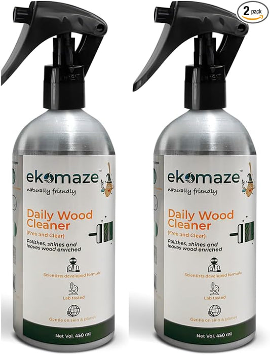 Wood Cleaner (Pack of 2) | Plastic Free Aluminum Bottle | Cleans Furnitures, Kitchen Cabinets, Wooden Surface, Antiques| 3-in-1 Clean, Shine, Protect Wooden Surfaces