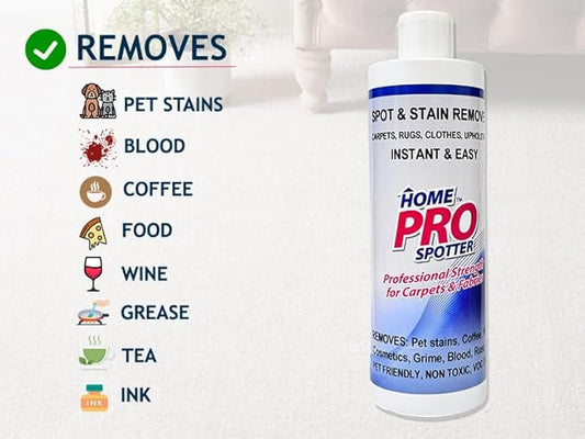 Stain and Spot Remover - Stain Remover for Clothes, Carpets, Mattress & Upholstery, Removes Pet Stains, Red Wine, Grease, Ink & Coffee - Safe For Oriental, Persian, Antique rugs 12 OZ