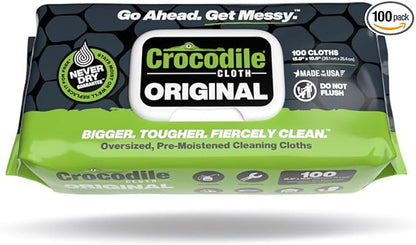 Heavy-Duty 10" x 15" Industrial Cleaning Wipes — 100 Count Hand & Tool Cleaning Wipes — Large Multi-Surface Cleaning Cloths, Water-Based Solution with Extreme Cleaning Power — Unscented, Safe on Skin