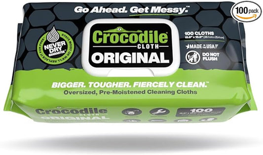 Heavy-Duty 10" x 15" Industrial Cleaning Wipes — 100 Count Hand & Tool Cleaning Wipes — Large Multi-Surface Cleaning Cloths, Water-Based Solution with Extreme Cleaning Power — Unscented, Safe on Skin