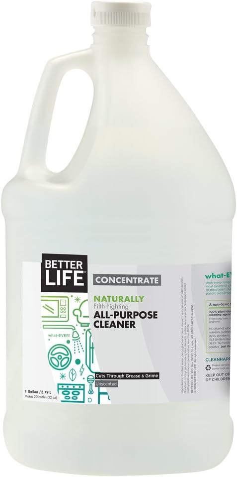 Better Life All Purpose Cleaner - Multipurpose Home and Kitchen Cleaning Spray for Glass, Countertops, Appliances, Upholstery & More - Multi-surface Spray Cleaner - 1 Gal Refill Unscented