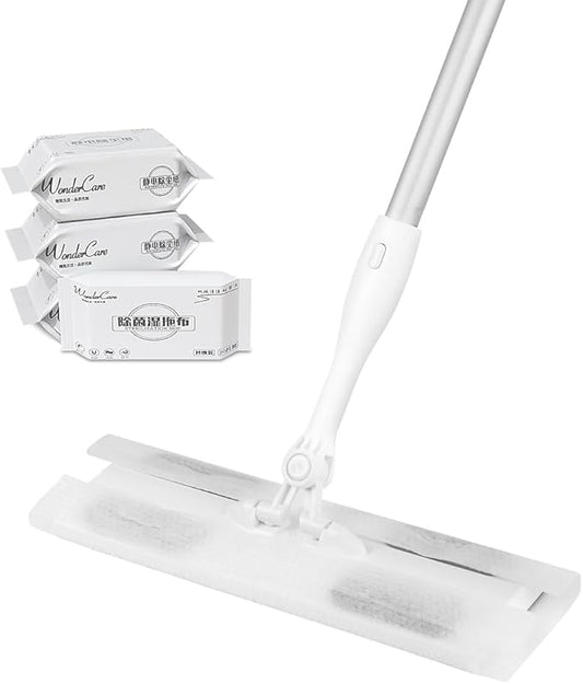 CQT Sweeper Daily Cleaning Starter Kit 2-in-1 Wet Dust Hardwood Fllor Flat Mop Dry and Wet Multi Surface Floor Cleaner (MOP)