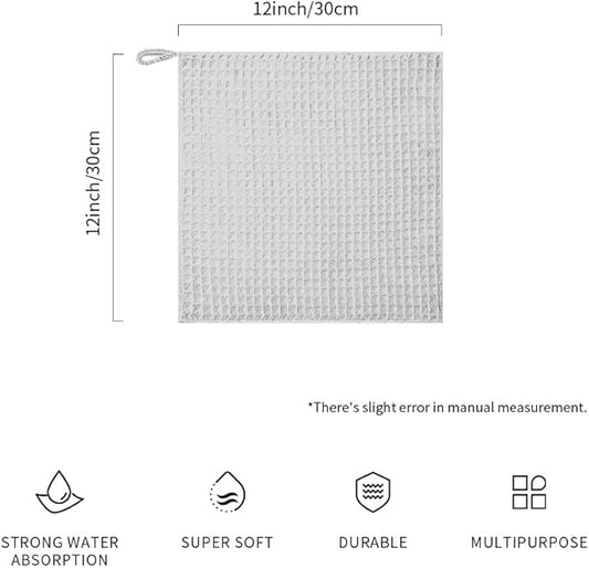 watchget Barista Micro Cloth 6 Pack, Microfiber Barista Cleaning Towels Microfiber Waffle Weave Kitchen Dish Cloth Coffee Bar Towel Coffee Machine Cleaning Cloth, Light Grey(12"x12")