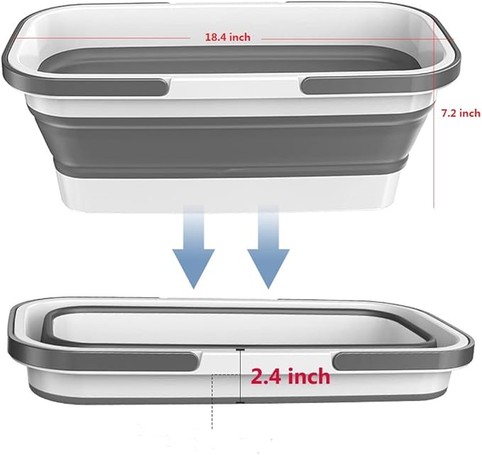 Long Plastic Rectangular Handy Baskets/Mop Buckets (Collapsible Buckets 01-Grey)