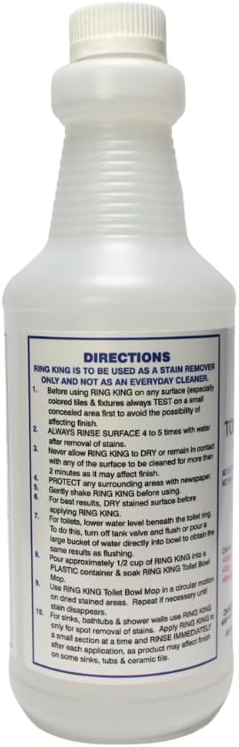 Amazon Brand - Ring King Toilet Bowl Cleaners | Toilet Bowl Cleaner Liquid 32oz Fast Acting Bathroom Cleaner For Calcium, Water, Rust, Red Clay & Lime Stains – No Scrubbing