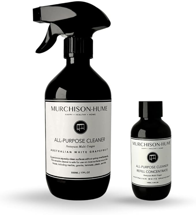 Murchison-Hume All-Purpose Cleaner Bundle - Vegan, Plant-Based, and Biodegradable Formula, Safe for Household Surfaces Ready to Use & Refill Concentrate Australian White Grapefruit