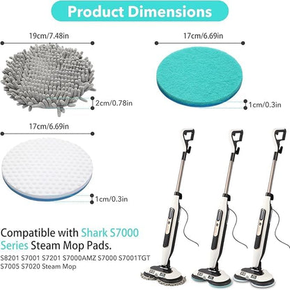 6 Packs Steam&Scrub Mop Pads Replacement Power Pads Compatible with Shark,S8201 S8001 S7001 S7201 S7000AMZ S7000 S7005 S7020 S7001C Dirt Grip Scrub Adsorb Washable Pad