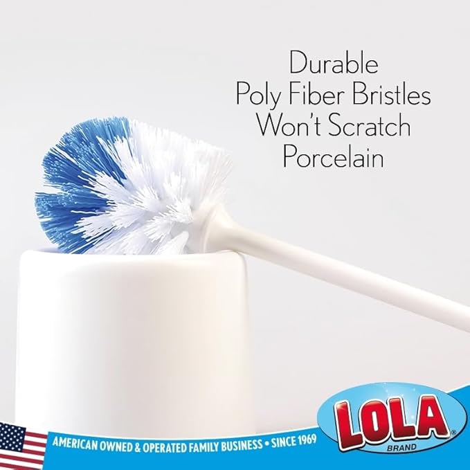 Lola Products “Classic” Toilet Brush, Durable Fiber Stiff Bristles, Bathroom Toilet Bowl Cleaner, Compact Size, Non-Scratch, Long-Lasting - 72 Pack