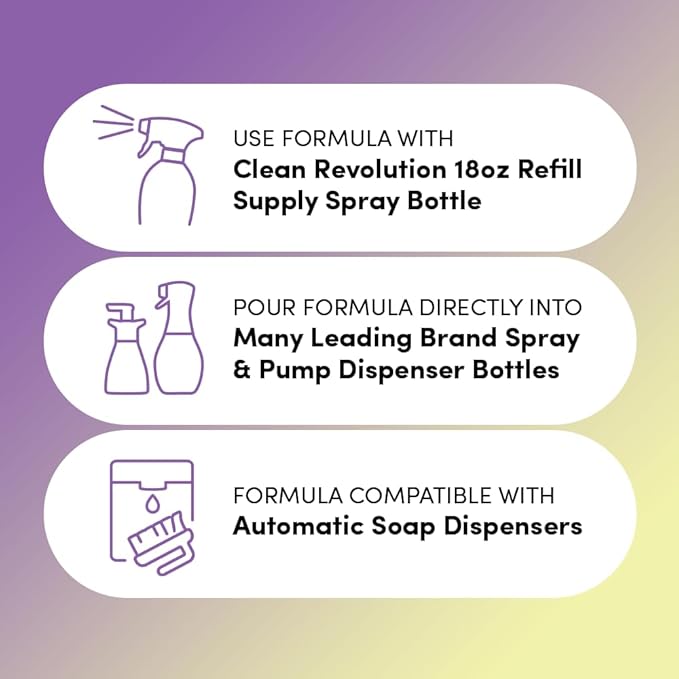 Clean Revolution Dish Spray, Refill Supply, Powerful Formula Cuts Through Grease, Spring Rain, 128 Fl Oz