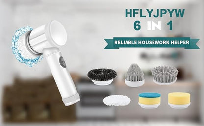 Electric Spin Scrubber - Shower Scrubber,Bathroom Scrubber Electric,for Cleaning Tub, Floor, Tile, Window, Sink, Kitchen Cleaning with 6 Electric Cleaning Brush Head (6)