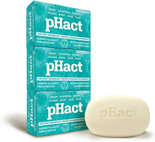ANDREW LESSMAN pHact Moisture-Rich, Soap-Free Cleansing Bar. Natural Skin pH. Fragrance-Free. All Skin Types - Even Sensitive Skin. Hypoallergenic. Dermatologist Tested. 3-Pack 4.25 oz Each