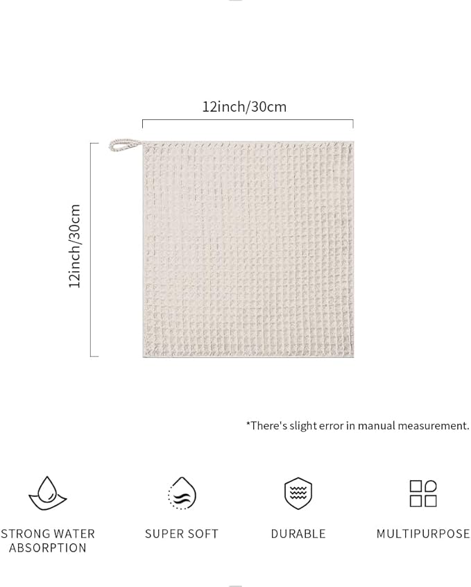 watchget Barista Micro Cloth 6 Pack, Microfiber Barista Cleaning Towels Microfiber Waffle Weave Kitchen Dish Cloth Coffee Bar Towel Coffee Machine Cleaning Cloth, Khaki(12"x12")