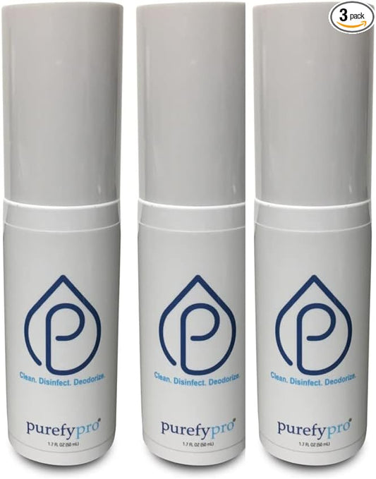 Purefypro Disinfectant Spray (1.7oz, 3 Pack) - No Rinse. No Residue. Kills 99.9999% Norovirus, HIV, Flu, Monkeypox Virus, and Fungi, Drug Resistant Germs. (On The Go)
