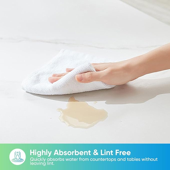 HOMEXCEL White Microfiber Cleaning Cloth, 24 Pack Cleaning Towels for Kitchen, Lint Free, Scratch-Free, Highly Absorbent, and Reusable Cleaning Rags for House, Window and Glass, Cars, 11.5 X11.5 inch