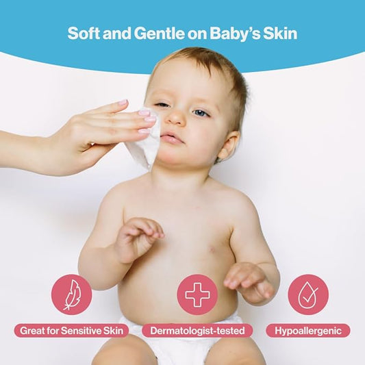 BabbleRoo Dry Wipes for Baby - 100% Plant-Based Cotton Wipes, Hypoallergenic, Fragrance-Free, Chemical-Free, Gentle for Sensitive Skin, Use Wet or Dry for Diaper Changes and Cleanups– 1200 Wipes