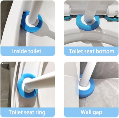 Disposable Toilet Bowl Cleaner Wand Set - Automatic Opening, Storage Box, 30 Refills, Silicone Brush, RV Toilet Bowl (Blue)