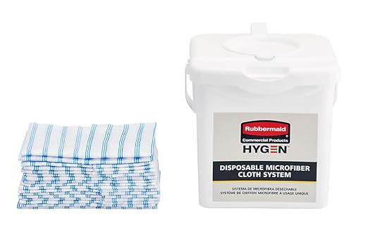 Rubbermaid Commercial Products HYGEN Disposable Microfiber Cloth, 12 inch x 12 inch, Blue, Multi-Purpose Single Use Rag/Towel for Janitorial/Professional Heavy-Duty Cleaning/Scrubbing