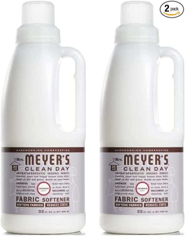Mrs. Meyer's Clean Day Liquid Fabric Softener Bottle, Lavender Scent, 32 Fl oz (Pack of 2)