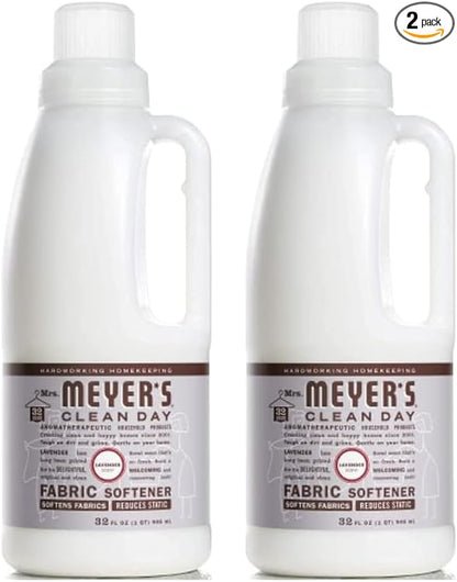 Mrs. Meyer's Clean Day Liquid Fabric Softener Bottle, Lavender Scent, 32 Fl oz (Pack of 2)