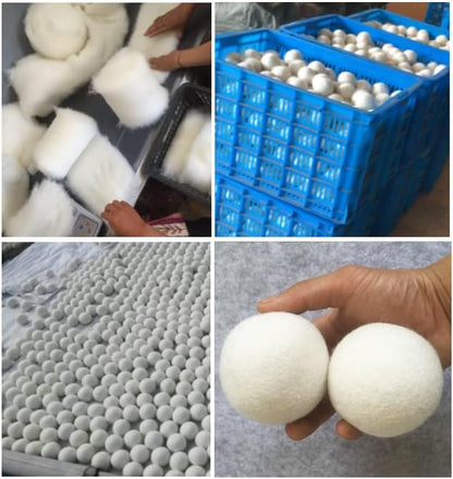 6-Pack Natural Organic Wool Dryer Balls - Reusable Premium Natural Fabric Softener for Replaces Dryer Sheets. Saves Drying Time and Cut Energy Costs. EJ-2037