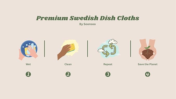 SOONSOO Swedish Dishcloths 6Pack Absorbent Eco-Friendly Reusable Cleaning Cloths for Kitchen - Multi-Purpose Machine Washable, Compostable, Quick Drying Zero Waste Cellulose Kitchen Cloths (Blue)