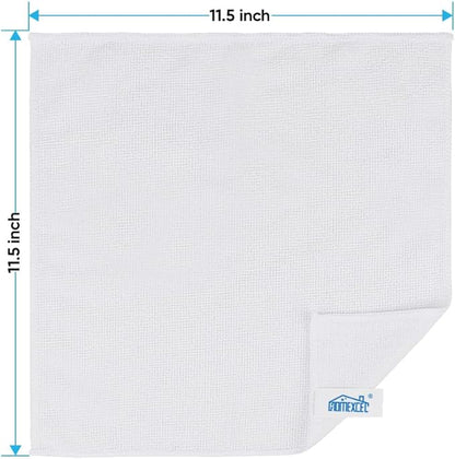HOMEXCEL White Microfiber Cleaning Cloth, 24 Pack Cleaning Towels for Kitchen, Lint Free, Scratch-Free, Highly Absorbent, and Reusable Cleaning Rags for House, Window and Glass, Cars, 11.5 X11.5 inch