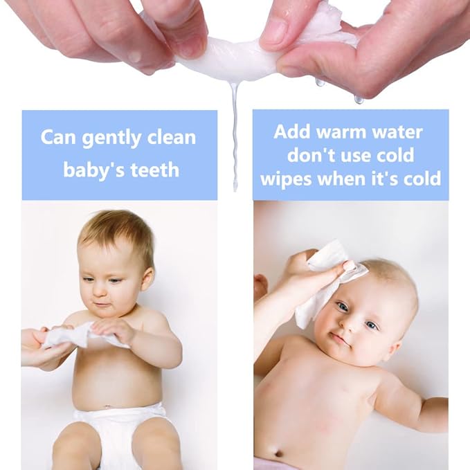 Dry Baby Wipes, Made of 100% cotton, Chemical-free Unscented, Ultra Absorbent Cotton, Wet and Dry Use Tissues for Baby Delicate Skin Clean, 600 count (pack of 6)