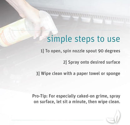 Grab Green Kitchen Power Degreaser, 16 Ounce (Pack of 3), Tangerine Lemongrass Scent, Biodegradable, Plant and Mineral Based, Cuts Through Tough Grease and Grime
