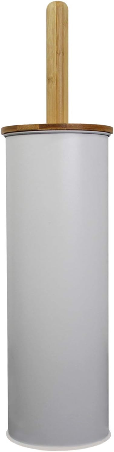 Blue Donuts Toilet Brush with Bamboo Handle, Compact Bathroom Cleaner, White