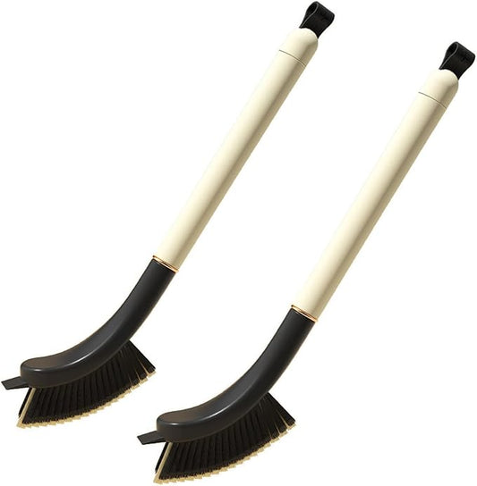 2Pcs Cleaning Brush Hard Bristle Crevice Hair Brush Cleaner Tool with Handle Grout Cleaner Brush Corner Cleaning Brush Grout Scrub Brush for Bathroon Kitchen Window Track Toilet