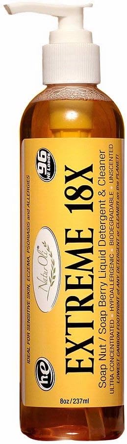 EXTREME - 18X Soap Berry Liquid Laundry Soap - All Natural Detergent And Cleaner - Highly-Concentrated, Sulfate-Free, Allergy-free, Unscented.