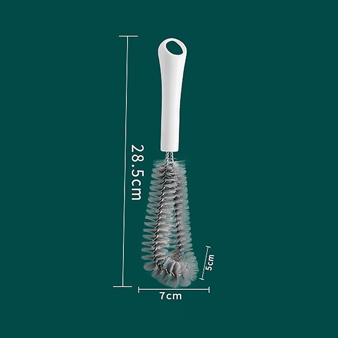 Coffeemaker Brush for Chemex with White Handle, Gray Nylon Bristles