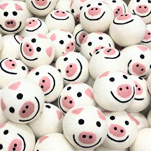 Friendsheep Wool Dryer Balls 6 Pack XL Organic Premium Reusable Cruelty Free Handmade Fair Trade No Lint Fabric Softener Pig - Piggy Band
