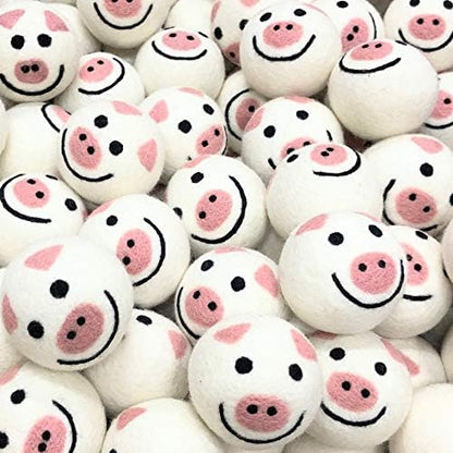 Friendsheep Wool Dryer Balls 6 Pack XL Organic Premium Reusable Cruelty Free Handmade Fair Trade No Lint Fabric Softener Pig - Piggy Band