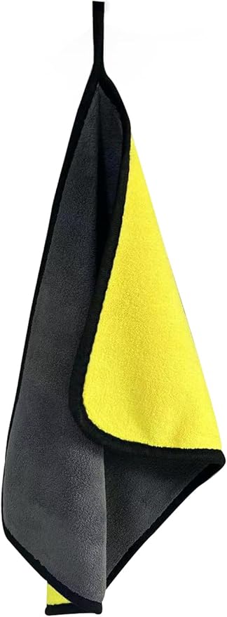 Microfiber Cleaning Cloth, Reusable and Lint-Free Cleaning Cloths for Car Wash, Detailing, Pet Drying, and Home Cleaning Supplies, Pack of 10 (10-Pack 11.8"" x 15.7""), Grey-yellow