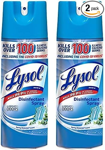 Lysol Disinfectant Spray, Sanitizing and Antibacterial Spray, For Disinfecting and Deodorizing, Spring Waterfall, 12.5 Fl Oz, (Packaging May Vary) (Pack of 2)