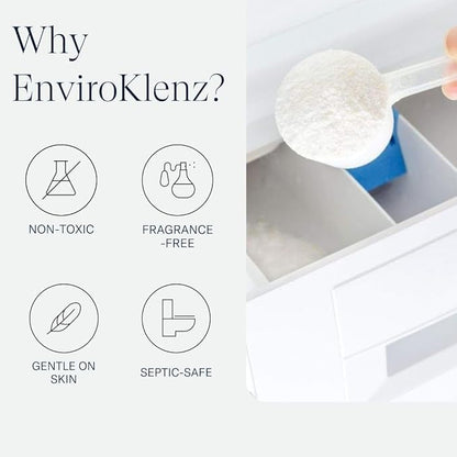EnviroKlenz Unscented Powder Laundry Detergent, 20 Loads | Removes Odors and Stains | Hypoallergenic and Gentle on Skin | Non-Toxic & Fragrance-Free | Patented Odor Fighting Technology