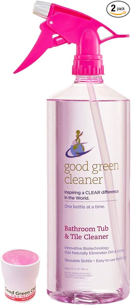 Bathroom Tub & Tile Cleaner Starter Set | 32 Ounce, Reusable, Eco-Friendly Spray Bottle | Biodegradable Formula | Naturally Clean Your Bathroom | Includes 1 Pod