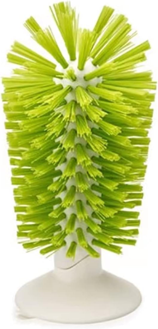 1PCS Glass Cleaning Brush with Suction Cup, Kitchen Bottle and Wine Cup Cleaner, Stable Washing for Cups, Mugs, Decanters and Jugs, Green