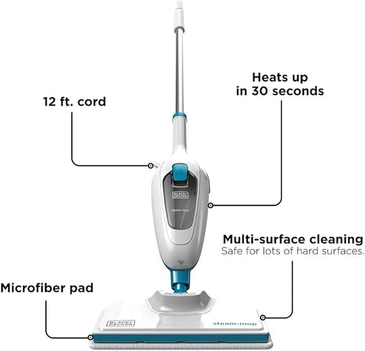 BLACK+DECKER Steam Mop, White (HSM13E1)