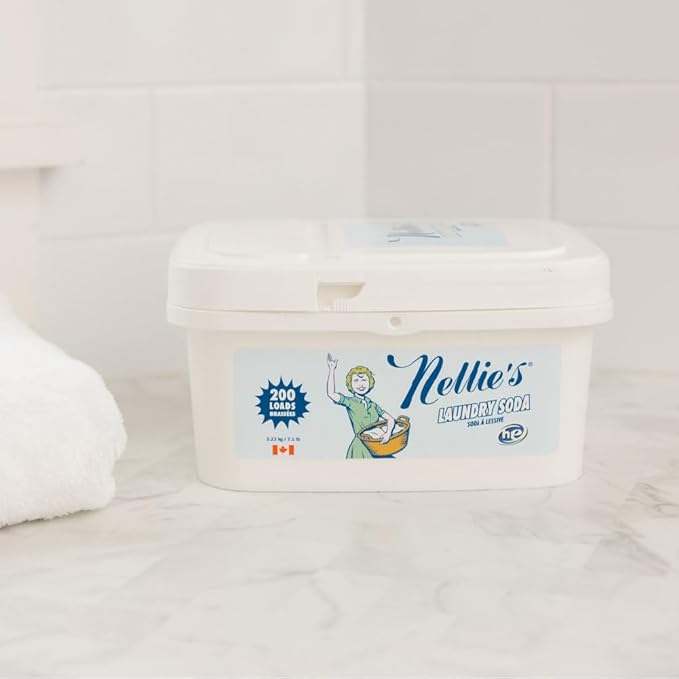 Nellie's Laundry Soda - Concentrated Laundry Detergent Powder - 200 Loads - Gentle on Skin and Environment - Fragrance-Free - (Made in Canada)