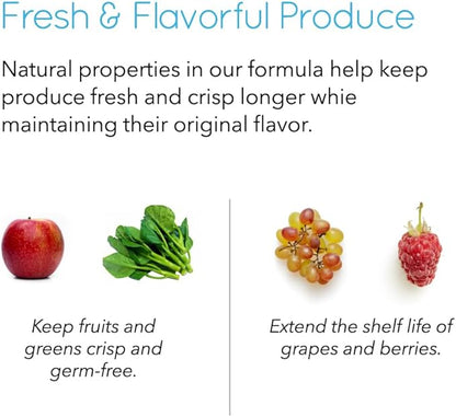 Rain Organic Fruit and Vegetable Wash All Natural Veggie Produce Cleaner for Safe Clean Eating, Baby Essential Eco Friendly Concentrated Strength for Gallons of Soak or Spray