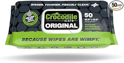 Heavy-Duty 10" x 15" Industrial Cleaning Wipes — 50 Count Hand & Tool Cleaning Wipes — Large Multi-Surface Cleaning Cloths, Water-Based Solution with Extreme Cleaning Power — Unscented, Safe on Skin