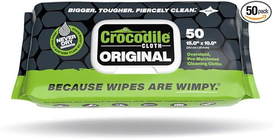 Heavy-Duty 10" x 15" Industrial Cleaning Wipes — 50 Count Hand & Tool Cleaning Wipes — Large Multi-Surface Cleaning Cloths, Water-Based Solution with Extreme Cleaning Power — Unscented, Safe on Skin