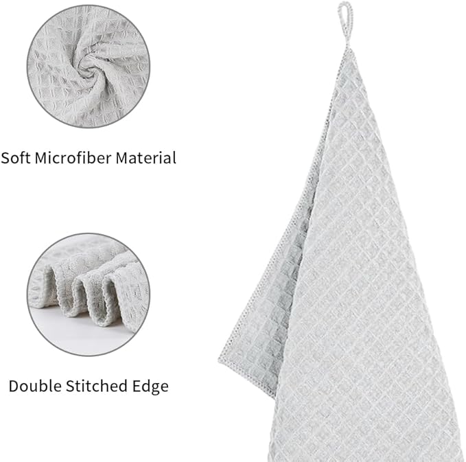 watchget Barista Micro Cloth 6 Pack, Microfiber Barista Cleaning Towels Microfiber Waffle Weave Kitchen Dish Cloth Coffee Bar Towel Coffee Machine Cleaning Cloth, Light Grey(12"x12")