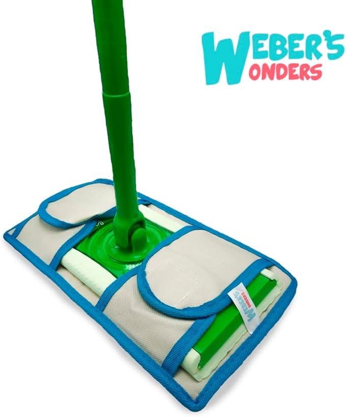 4 Pack Microfiber Weber’s Wonders Microfiber Mop Pads - Washable - Reusable - Durable - Compatible with Swiffer and ReadyMop Heads - Wet/Dry Cleaning - Duster