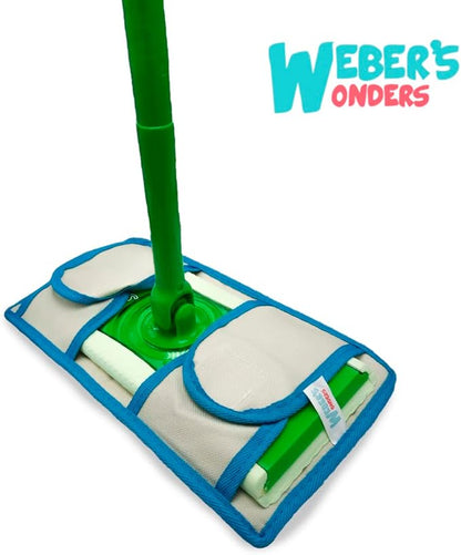 4 Pack Microfiber Weber’s Wonders Microfiber Mop Pads - Washable - Reusable - Durable - Compatible with Swiffer and ReadyMop Heads - Wet/Dry Cleaning - Duster