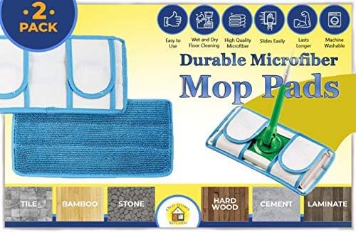 Reusable Microfiber Mop Pads | Durable Machine Washable Refills | Compatible with Swiffer Dry Mops | Flat Mop Pads for Efficient Floor Cleaning | 2 Pack