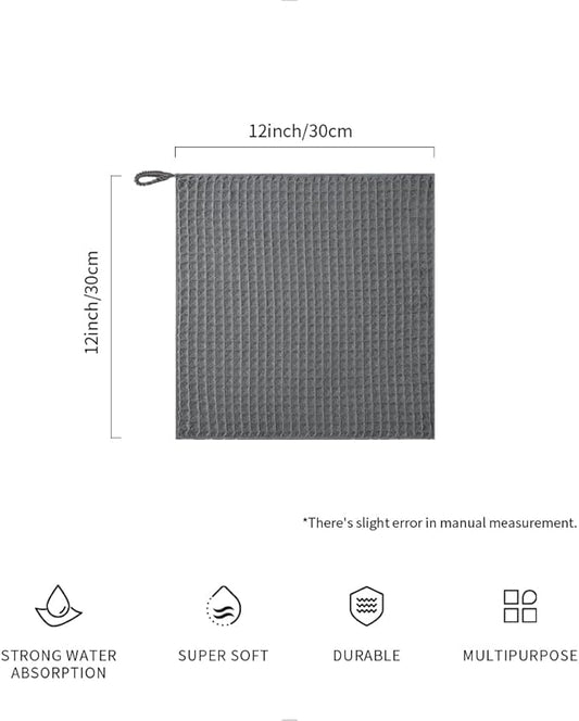 watchget Barista Micro Cloth 6 Pack, Microfiber Barista Cleaning Towels Microfiber Waffle Weave Kitchen Dish Cloth Coffee Bar Towel Coffee Machine Cleaning Cloth, Dark Grey(12"x12")